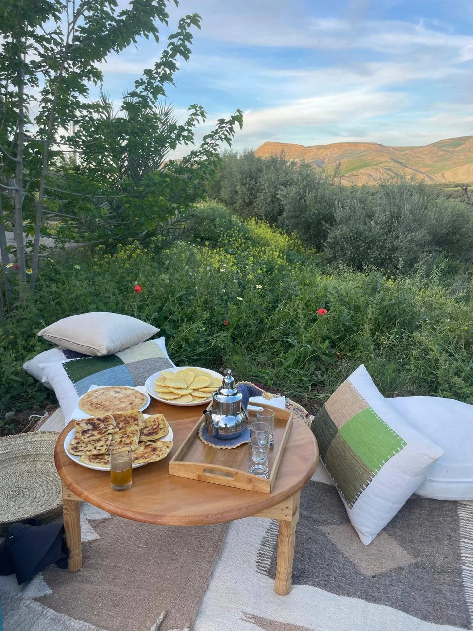 Outdoor Moroccan breakfast